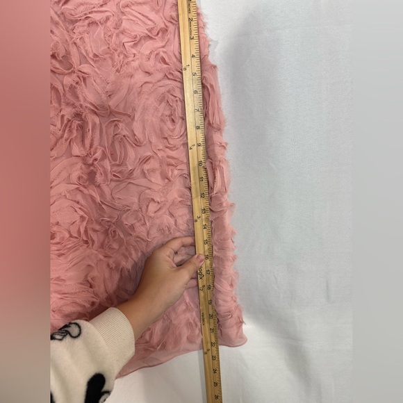 JS Collections Pink Chiffon Rosette Dress 14 Flutter Cocktail Party Wedding - Picture 9 of 13